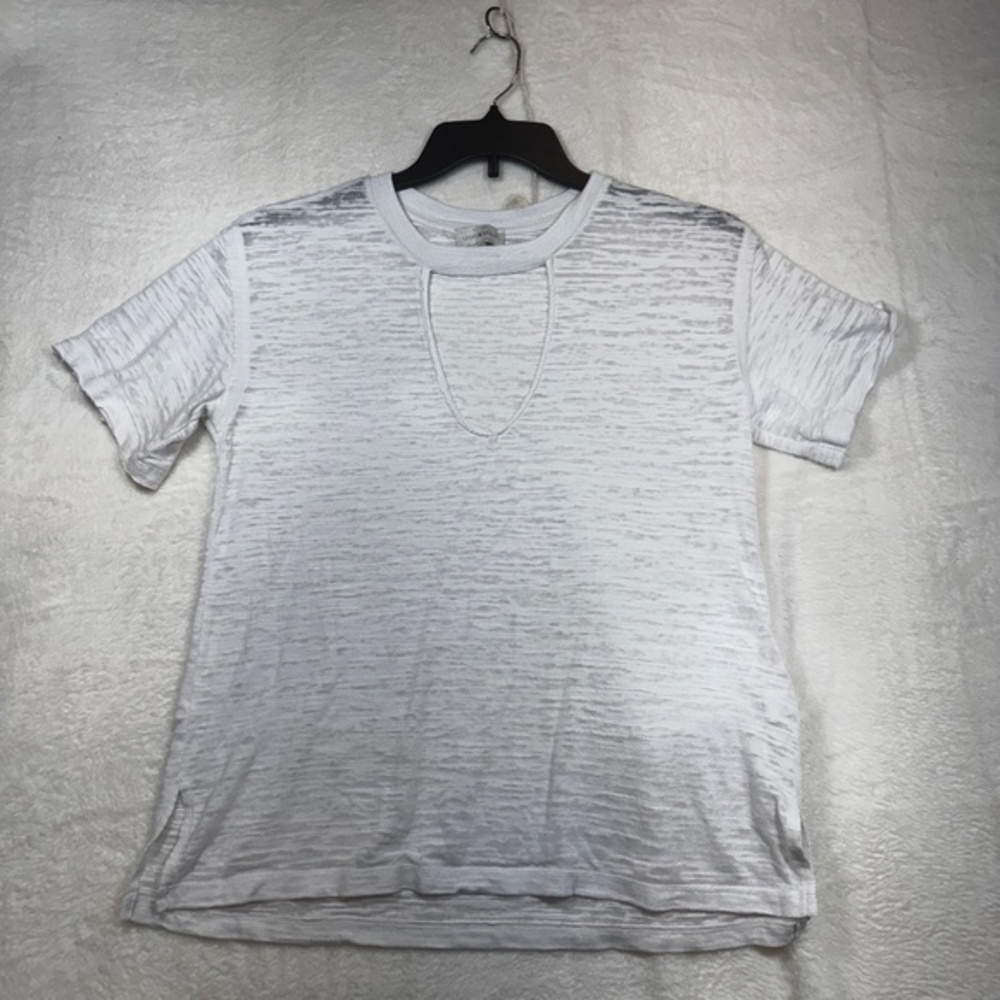 Lucky Brand T-Shirt Womens Size Medium White Burn out 90s Cut out Normcore